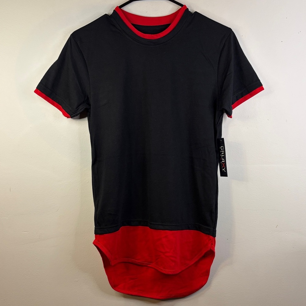 Galaxy By Harvic Boys Black and Red Kids Short Sleeve Tee Size Large 14/16 #39